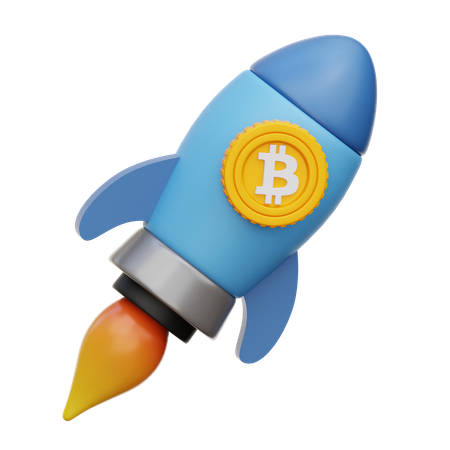 Bitcoin Rocket  3D Icon