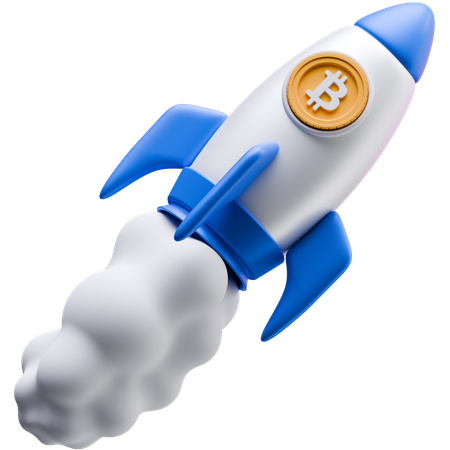 Bitcoin Rocket  3D Icon