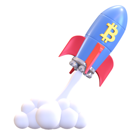 Bitcoin Rocket  3D Icon