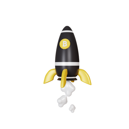 Bitcoin Rocket  3D Icon