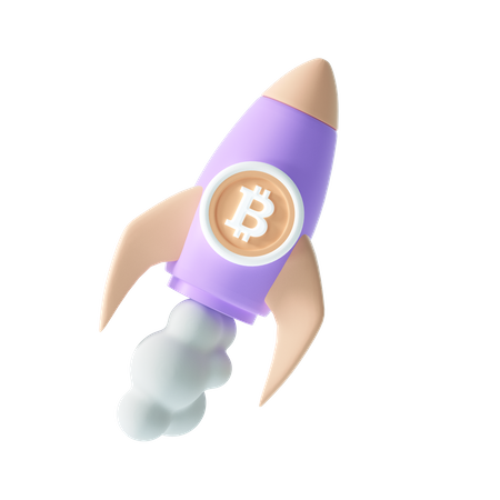 Bitcoin rocket 3D Illustration