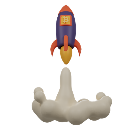 Bitcoin Rocket 3D Illustration