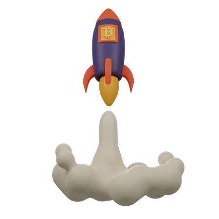 Bitcoin Rocket  3D Illustration