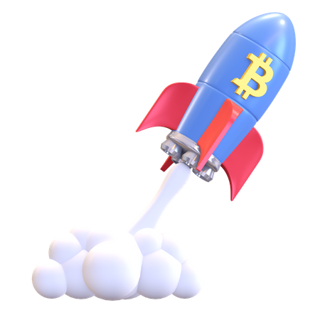 Bitcoin Rocket 3D Illustration