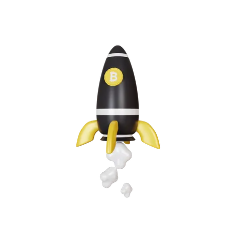 3 D Rendering Bitcoin Rocket Starup Illustration 3D Illustration