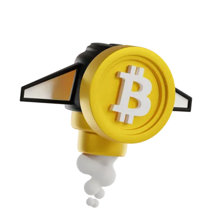 Bitcoin Rocket  3D Icon