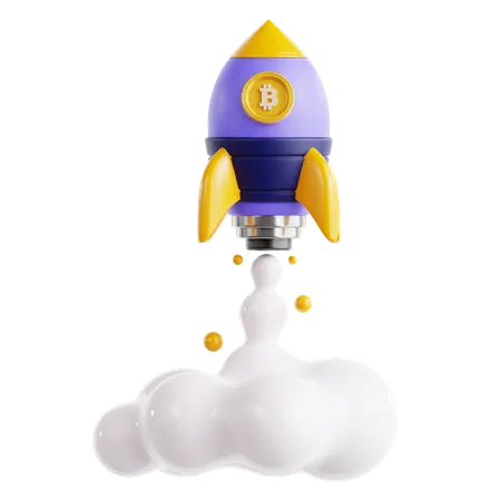 Bitcoin Rocket Launch  3D Icon