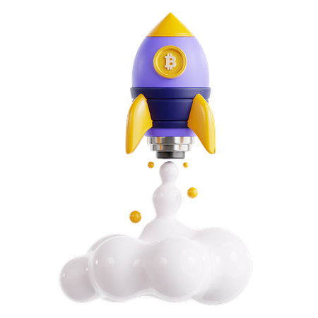 Bitcoin Rocket Launch  3D Icon
