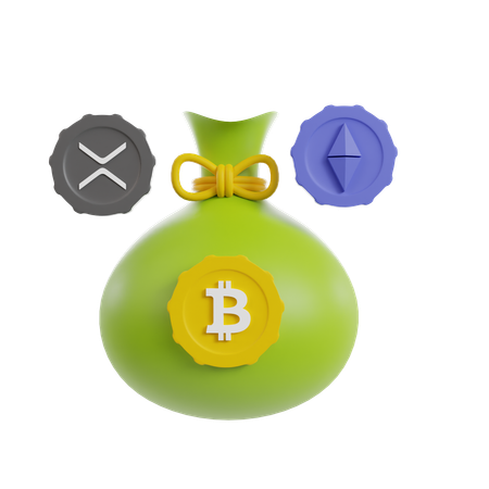 Sac de bitcoins  3D Icon