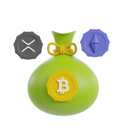 Sac de bitcoins  3D Icon