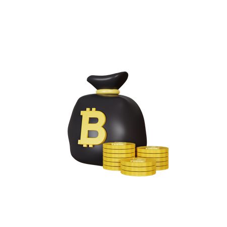 Sac de bitcoins  3D Illustration