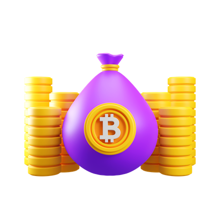 Sac de bitcoins  3D Icon