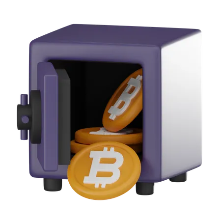 Safe Filled With Bitcoin Coins Represents Secure Storage And Protection Of Cryptocurrency Assets For Presentations Or Website Designs Related Cryptocurrency Finance 3 D Render Illustration 3D Icon
