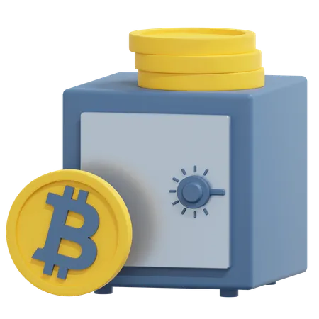 Bitcoin Safety Box 3 D Crypto Icon Illustration 3D Icon