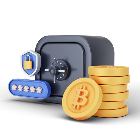 Bitcoin-Schließfach  3D Illustration