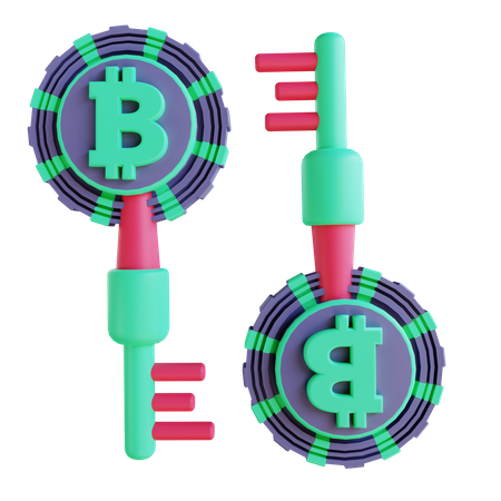 Bitcoin-Schlüssel  3D Icon