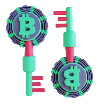Bitcoin-Schlüssel  3D Illustration