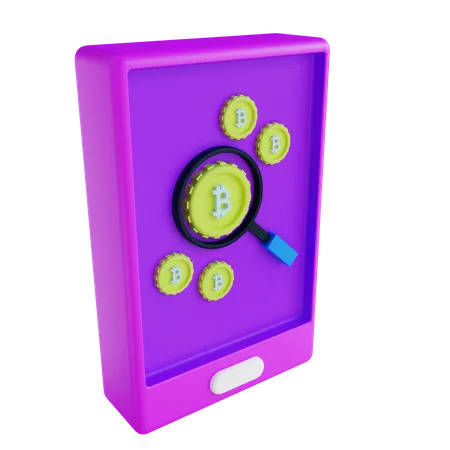 3 D Illustration Bitcoin Search 3D Icon