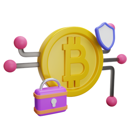 Sécurité Bitcoin  3D Illustration