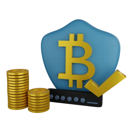 Bitcoin Security 3 D Illustration Contains PNG BLEND And OBJ 3D Illustration