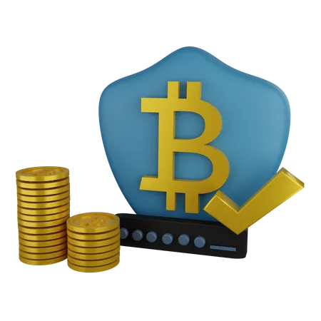 Segurança bitcoin  3D Illustration