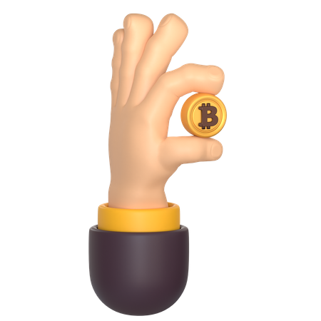 Mão segurando bitcoin  3D Icon