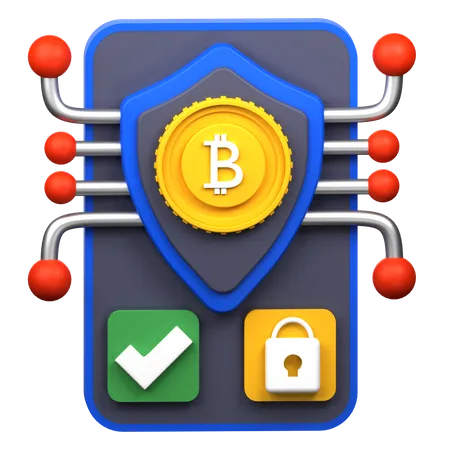 Ilustracao Segura Do Icone Bitcoin 3 D 3D Icon