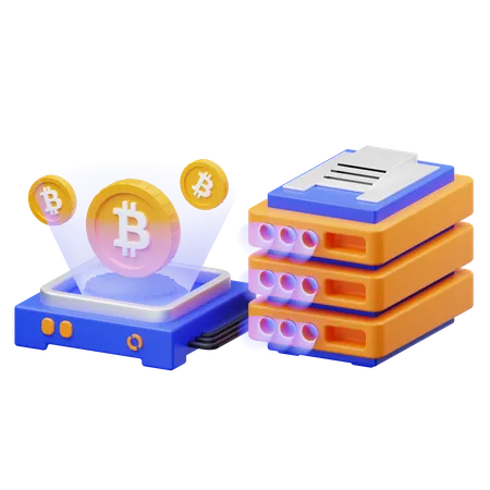 Bitcoin Server  3D Illustration