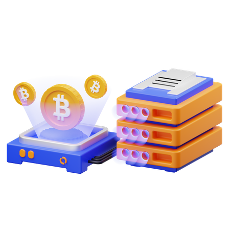 Bitcoin Server 3D Illustration