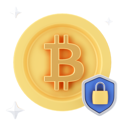 Bitcoin Shield Lock 3D Icon