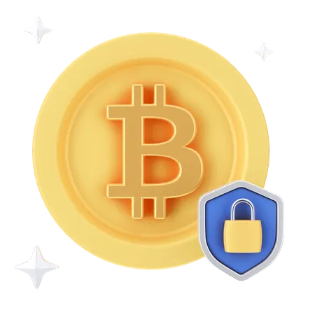 Bitcoin Shield Lock  3D Icon