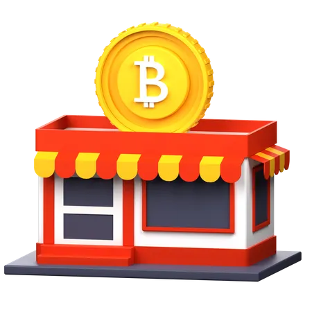 Bitcoin Shop 3 D Icon Illustration 3D Icon