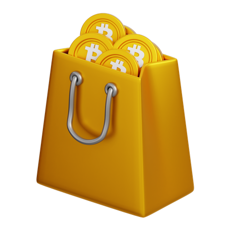 Bitcoin Shop Bag  3D Icon