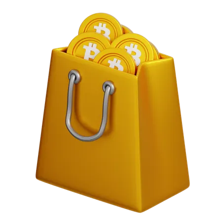 Bitcoin Shop Bag  3D Icon