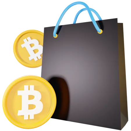 Bitcoin Shopping Bag  3D Illustration