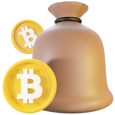 Bitcoin Shopping Bag 3D Illustration