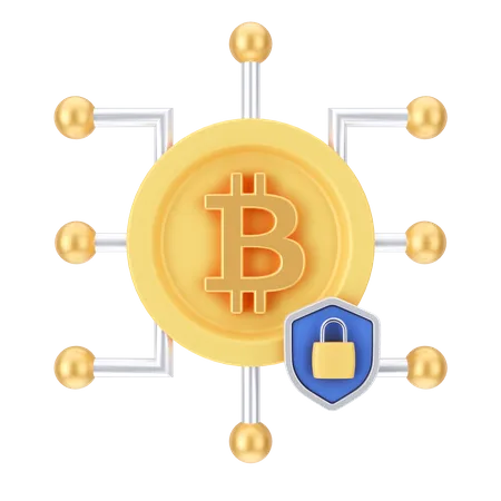Sicheres Bitcoin-Netzwerk  3D Icon