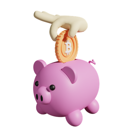 Bitcoin-Sparschwein  3D Illustration