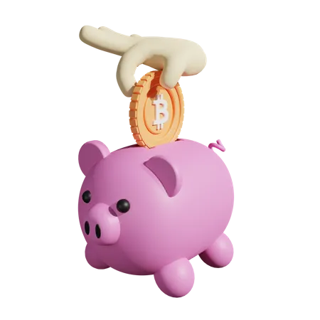 Bitcoin-Sparschwein  3D Illustration