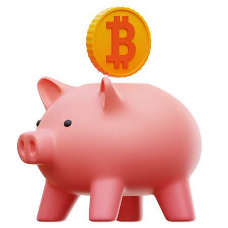 Bitcoin-Sparschwein  3D Illustration