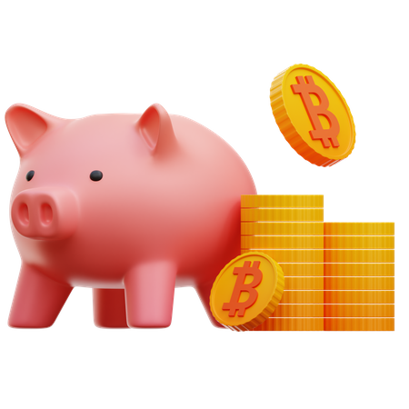 Bitcoin-Sparschwein  3D Illustration