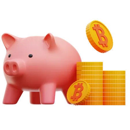 Bitcoin-Sparschwein  3D Illustration