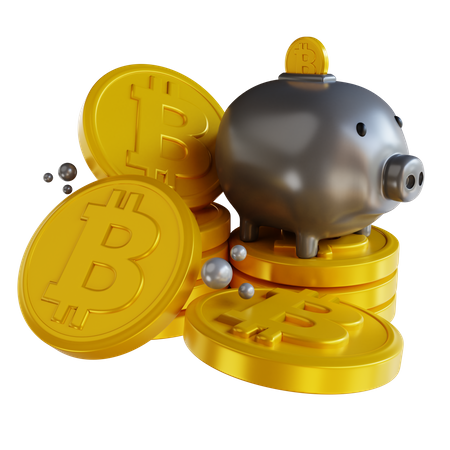 Bitcoin-Sparschwein  3D Illustration