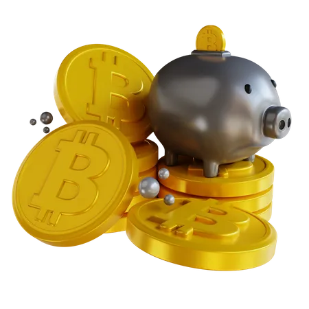 Bitcoin-Sparschwein  3D Illustration