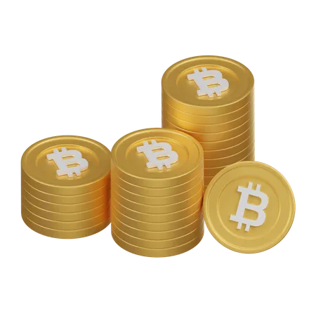 Stacks Of Golden Bitcoin Coins Representing A Cryptocurrency Investment Fund Focusing On Wealth Accumulation And Asset Management In The Digital Currency Space 3D Icon