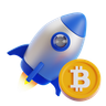 3d bitcoin startup illustration