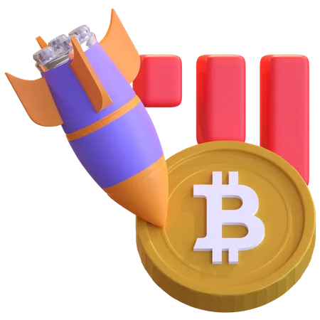 Bitcoin Startup Fail  3D Illustration