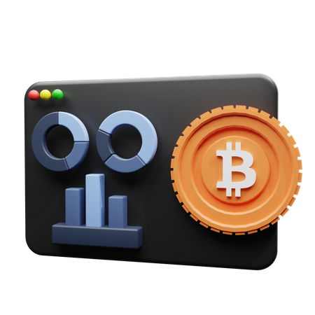 Bitcoin-Statistik-Website  3D Illustration