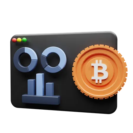 Bitcoin-Statistik-Website  3D Illustration