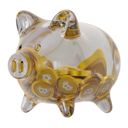 Bitcoin SV (BSV) Clear Glass Piggy Bank  3D Icon